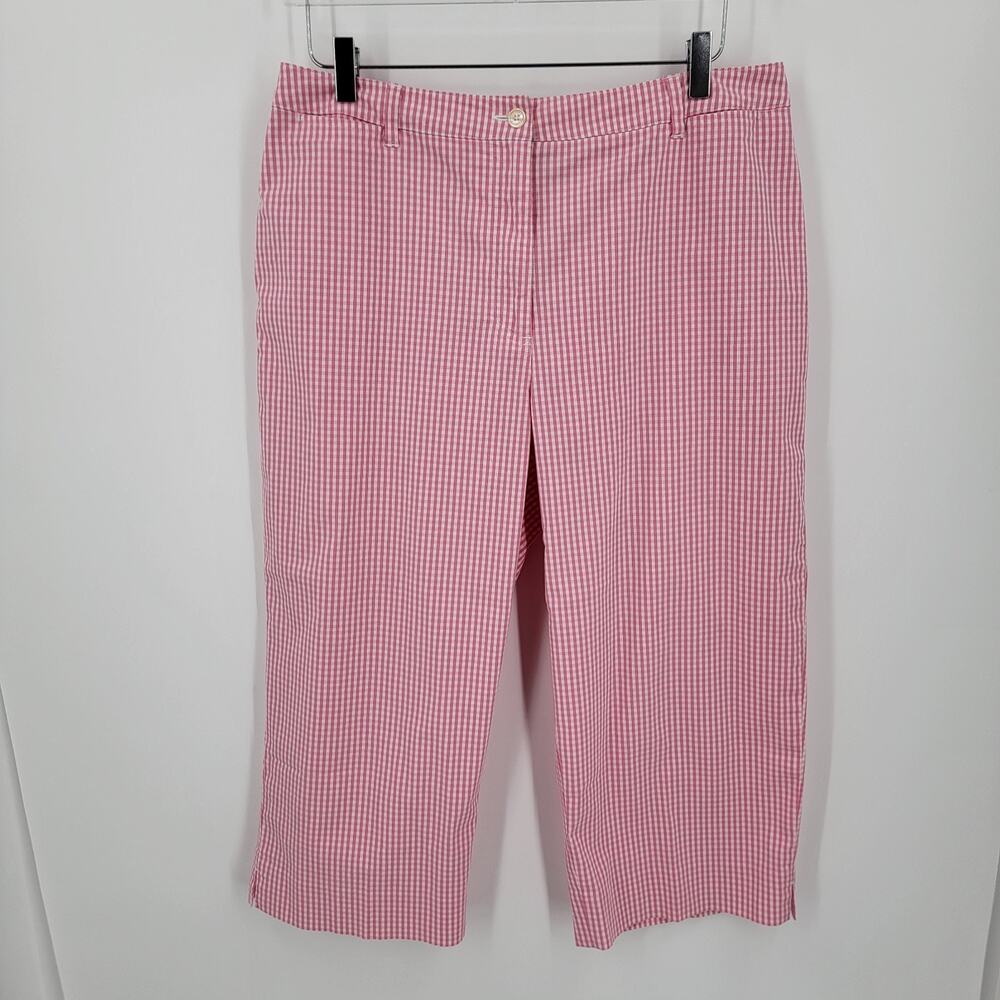 Lauren Ralph Lauren Capri Pants Womens 14 Gingham Pink White Preppy Coastal